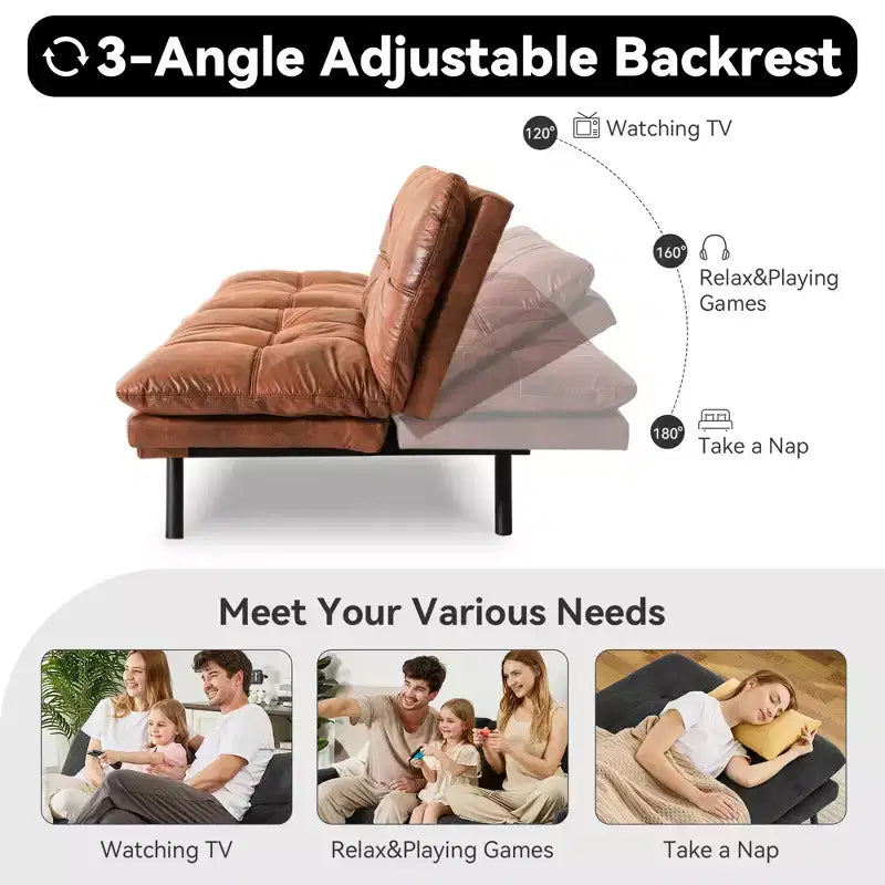 Dyonery 71 Convertible Futon Sofa Bed,Modern Linen Futon Couch with Detachable Cushion,Adjustable Backrest & Armrest