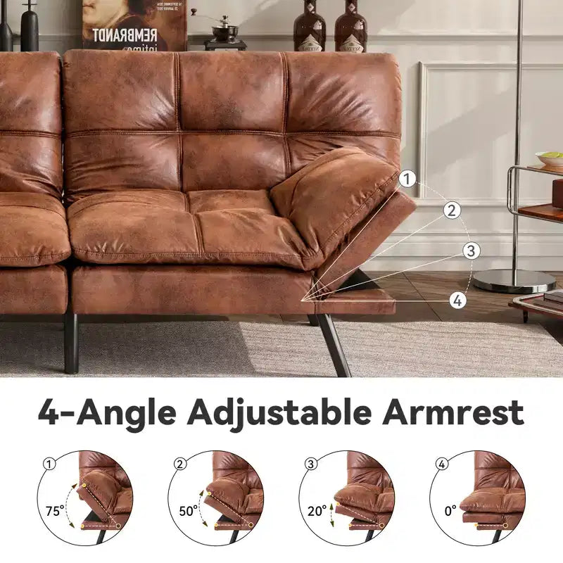 Dyonery 71 Convertible Futon Sofa Bed,Modern Linen Futon Couch with Detachable Cushion,Adjustable Backrest & Armrest