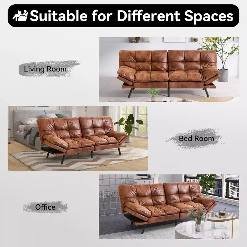 Dyonery 71 Convertible Futon Sofa Bed,Modern Linen Futon Couch with Detachable Cushion,Adjustable Backrest & Armrest