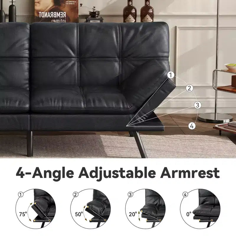 Dyonery 71 Convertible Futon Sofa Bed,Modern Linen Futon Couch with Detachable Cushion,Adjustable Backrest & Armrest