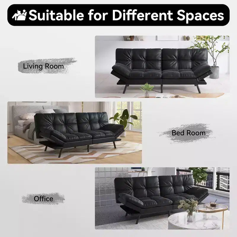 Dyonery 71 Convertible Futon Sofa Bed,Modern Linen Futon Couch with Detachable Cushion,Adjustable Backrest & Armrest