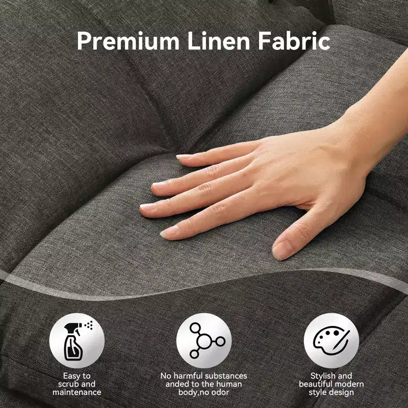 Dyonery 71 Convertible Futon Sofa Bed,Modern Linen Futon Couch with Detachable Cushion,Adjustable Backrest & Armrest