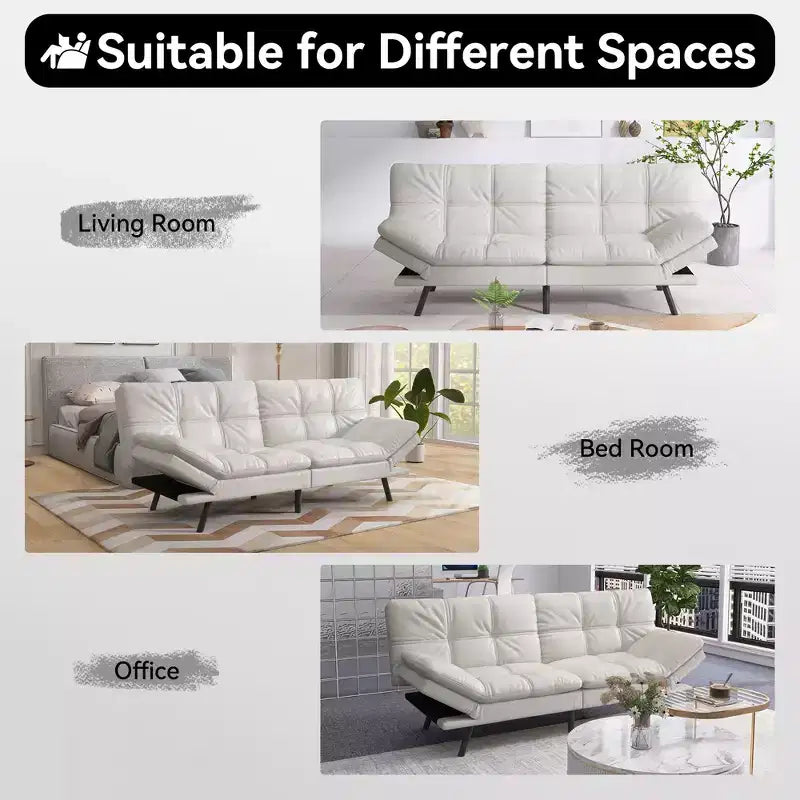 Dyonery 71 Convertible Futon Sofa Bed,Modern Linen Futon Couch with Detachable Cushion,Adjustable Backrest & Armrest