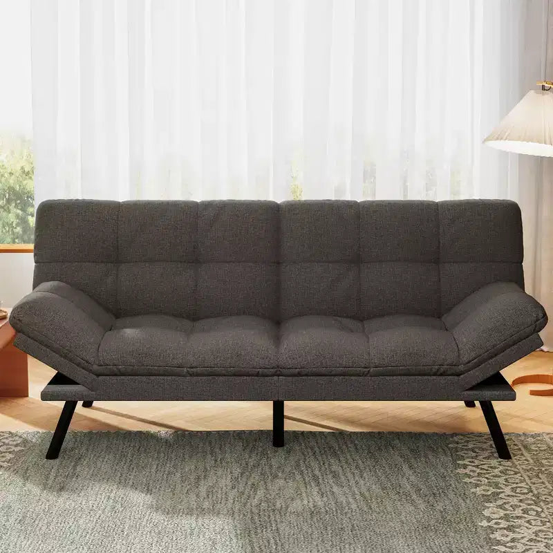 Dyonery 71 Convertible Futon Sofa Bed,Modern Linen Futon Couch with Detachable Cushion,Adjustable Backrest & Armrest