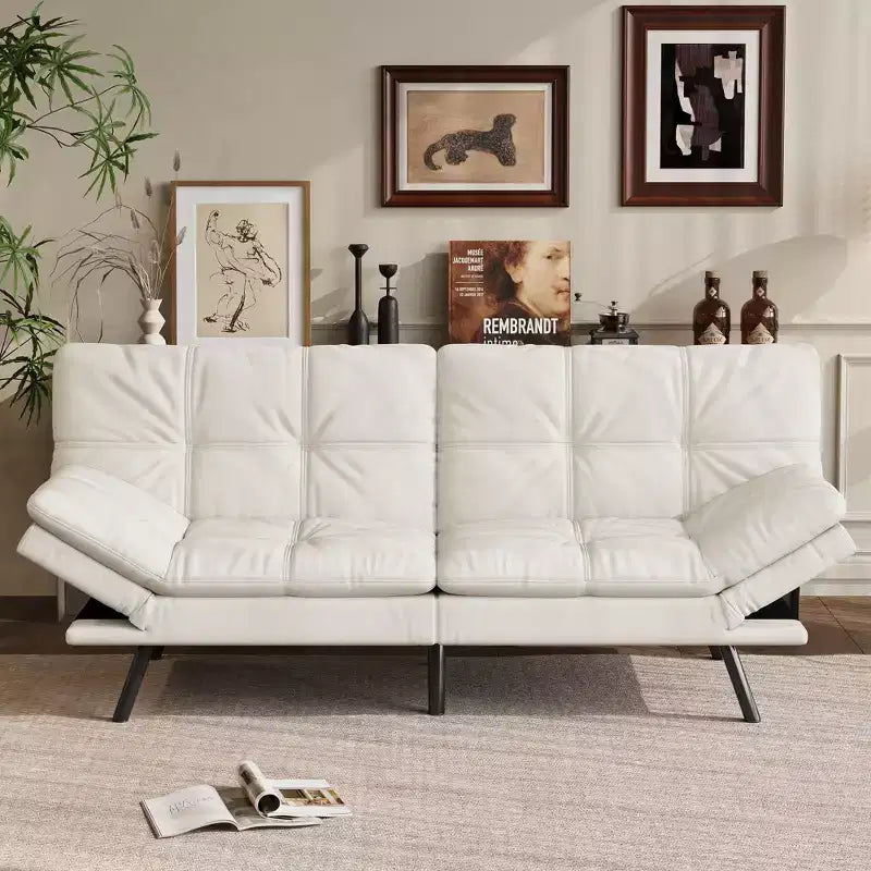 Dyonery 71 Convertible Futon Sofa Bed,Modern Linen Futon Couch with Detachable Cushion,Adjustable Backrest & Armrest