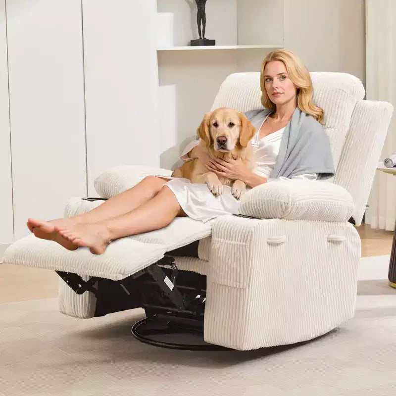 Recliner Chair Nursery, Manual Reclining Rocking Chair, 360 Swivel Glider with Cup Holder, Massage and Heat Recliner, Indoor Single Sofa Chairs
