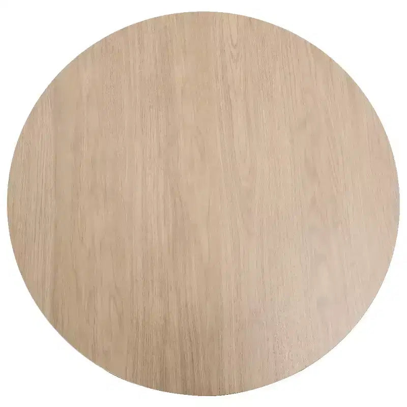LeisureMod Bristol 35 Round Dining Table with Sintered Stone Top and Walnut Steel Pedestal Base for Modern Kitchen and Dining Room