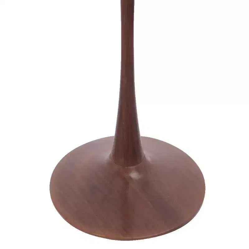LeisureMod Bristol 35 Round Dining Table with Sintered Stone Top and Walnut Steel Pedestal Base for Modern Kitchen and Dining Room