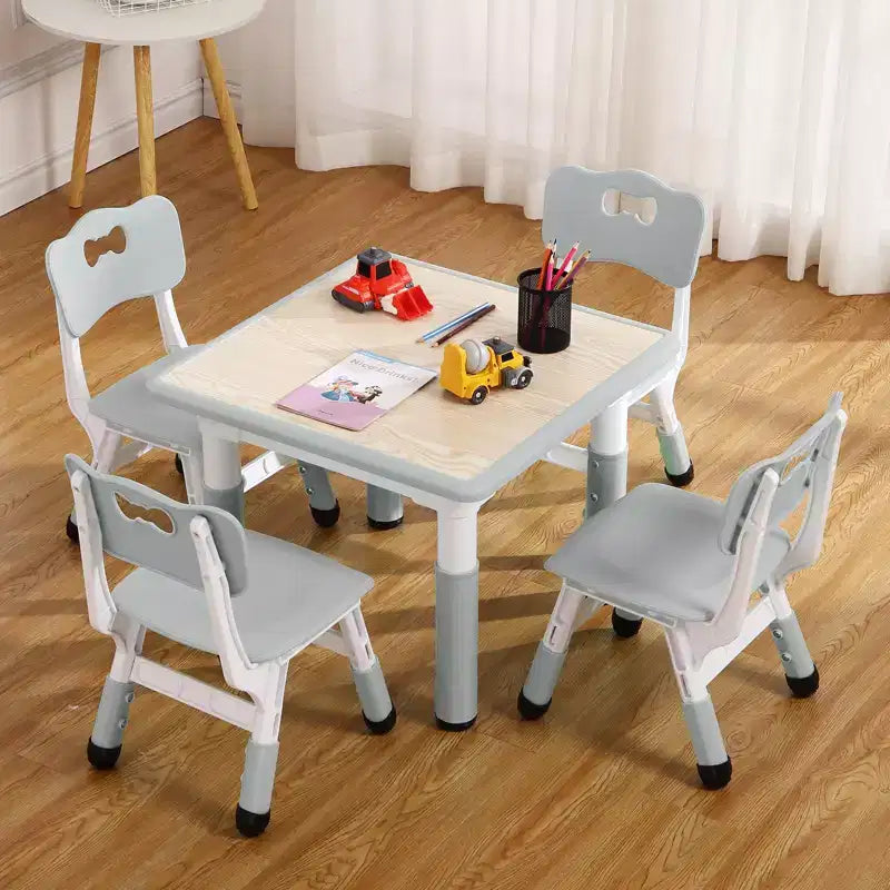 Table et Chaises pour Enfants - Table d'Activités Réglable en Hauteur (23") avec 4 Chaises, Bureau Artistique Effaçable pour la Maternelle et la Salle de Jeux (2-10 Ans)