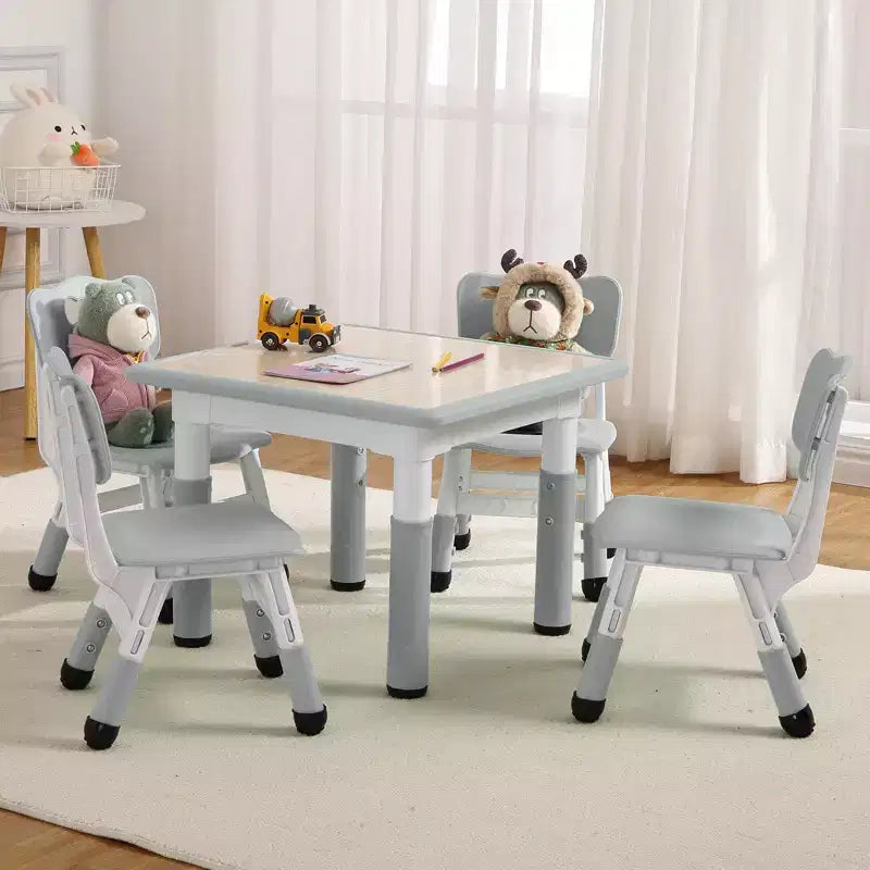 Table et Chaises pour Enfants - Table d'Activités Réglable en Hauteur (23") avec 4 Chaises, Bureau Artistique Effaçable pour la Maternelle et la Salle de Jeux (2-10 Ans)