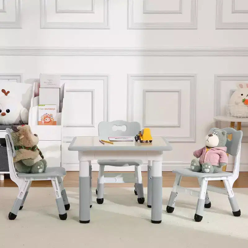 Table et Chaises pour Enfants - Table d'Activités Réglable en Hauteur (23") avec 4 Chaises, Bureau Artistique Effaçable pour la Maternelle et la Salle de Jeux (2-10 Ans)