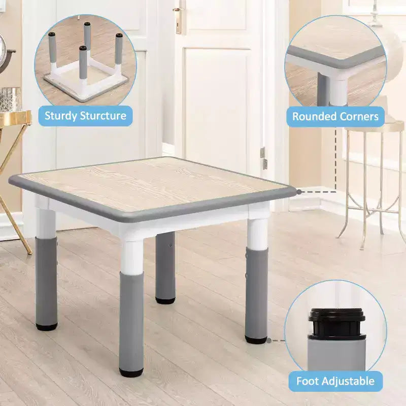 Table et Chaises pour Enfants - Table d'Activités Réglable en Hauteur (23") avec 4 Chaises, Bureau Artistique Effaçable pour la Maternelle et la Salle de Jeux (2-10 Ans)