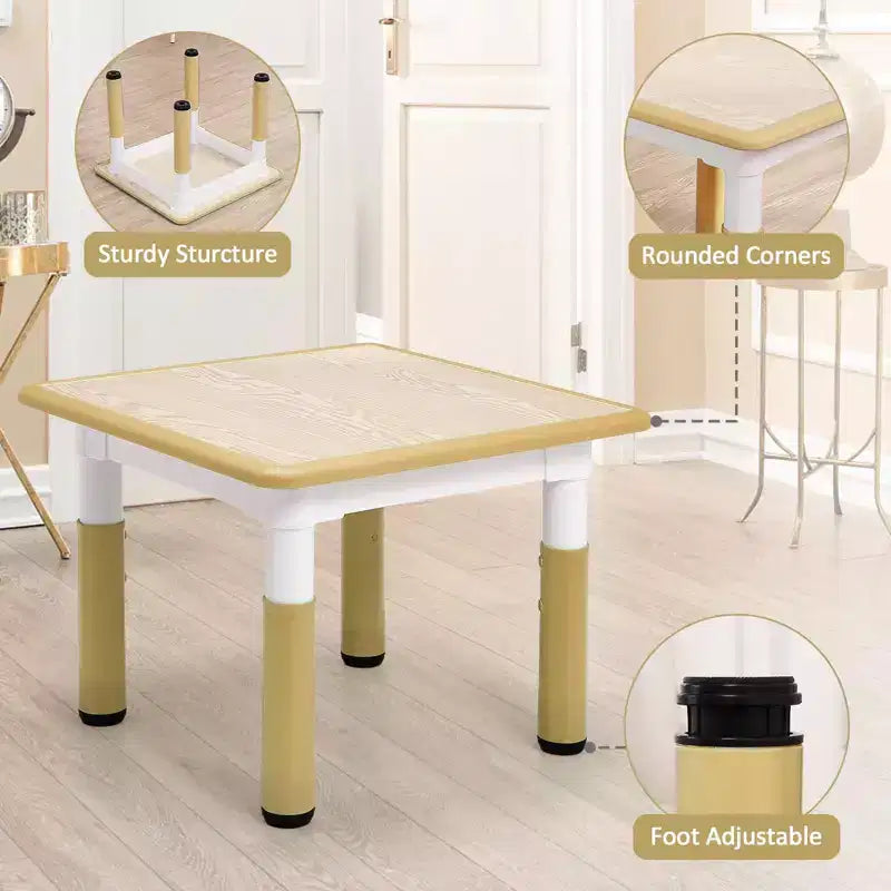 Table et Chaises pour Enfants - Table d'Activités Réglable en Hauteur (23") avec 4 Chaises, Bureau Artistique Effaçable pour la Maternelle et la Salle de Jeux (2-10 Ans)