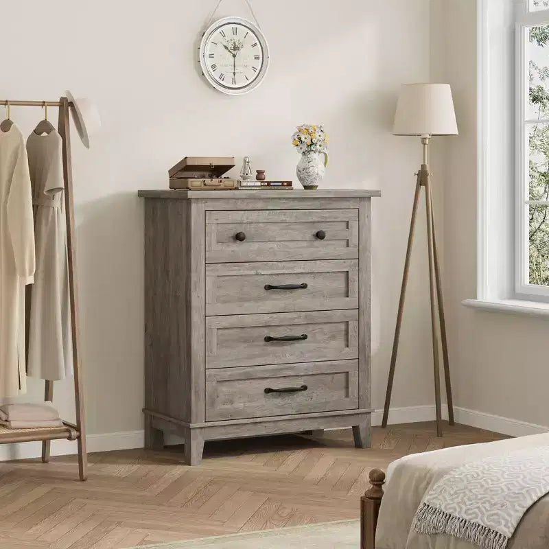 Garvee 4 Dresser for Bedroom, 34.8 Tall Drawer Dresser with Storage Freestanding, Wooden Closet Storage Chest for Living Room, Bedroom