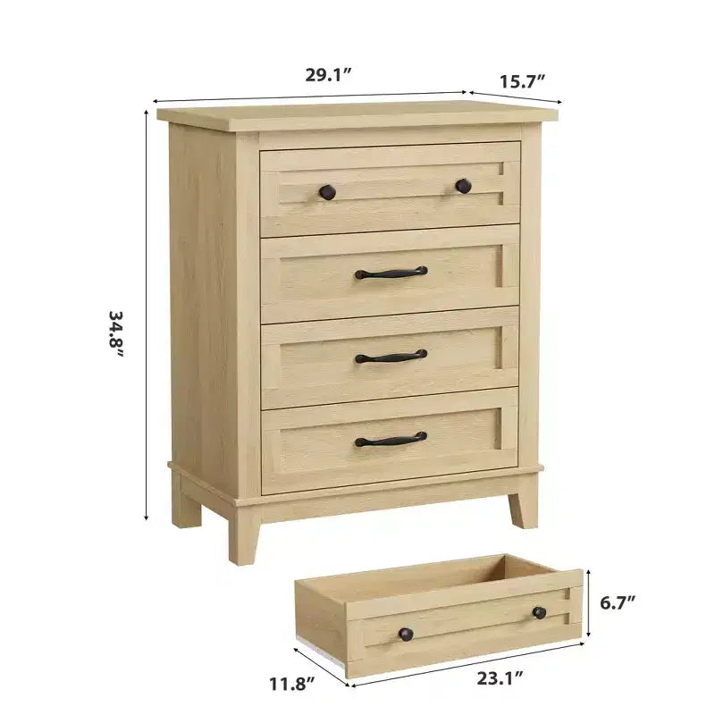 Garvee 4 Dresser for Bedroom, 34.8 Tall Drawer Dresser with Storage Freestanding, Wooden Closet Storage Chest for Living Room, Bedroom