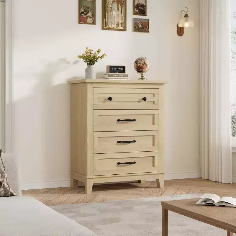 Garvee 4 Dresser for Bedroom, 34.8 Tall Drawer Dresser with Storage Freestanding, Wooden Closet Storage Chest for Living Room, Bedroom
