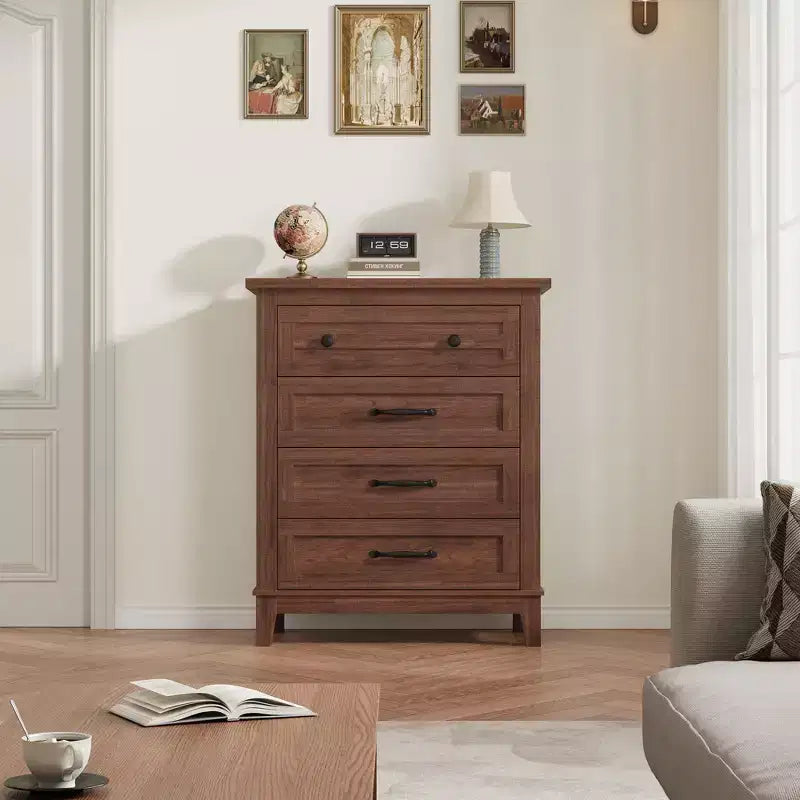 Garvee 4 Dresser for Bedroom, 34.8 Tall Drawer Dresser with Storage Freestanding, Wooden Closet Storage Chest for Living Room, Bedroom