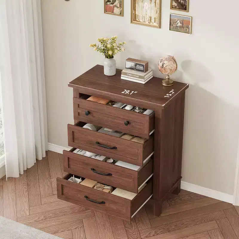 Garvee 4 Dresser for Bedroom, 34.8 Tall Drawer Dresser with Storage Freestanding, Wooden Closet Storage Chest for Living Room, Bedroom