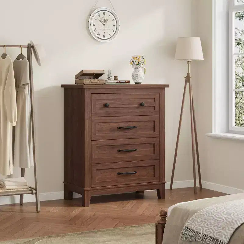 Garvee 4 Dresser for Bedroom, 34.8 Tall Drawer Dresser with Storage Freestanding, Wooden Closet Storage Chest for Living Room, Bedroom