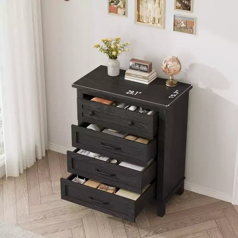 Garvee 4 Dresser for Bedroom, 34.8 Tall Drawer Dresser with Storage Freestanding, Wooden Closet Storage Chest for Living Room, Bedroom