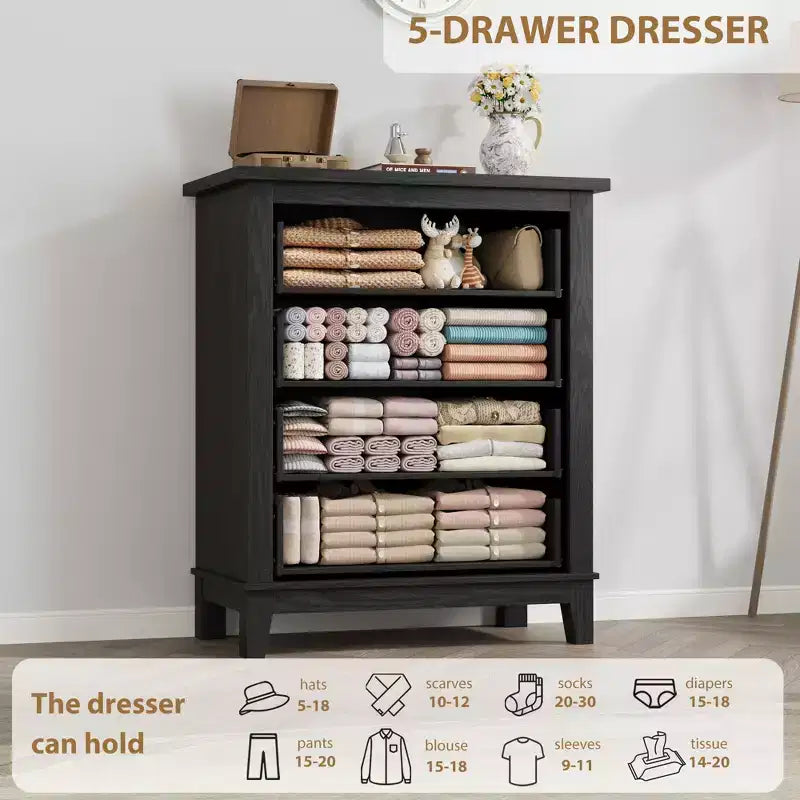 Garvee 4 Dresser for Bedroom, 34.8 Tall Drawer Dresser with Storage Freestanding, Wooden Closet Storage Chest for Living Room, Bedroom