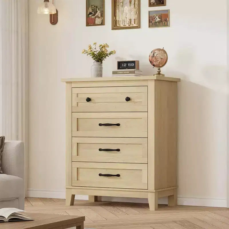Garvee 4 Dresser for Bedroom, 34.8 Tall Drawer Dresser with Storage Freestanding, Wooden Closet Storage Chest for Living Room, Bedroom