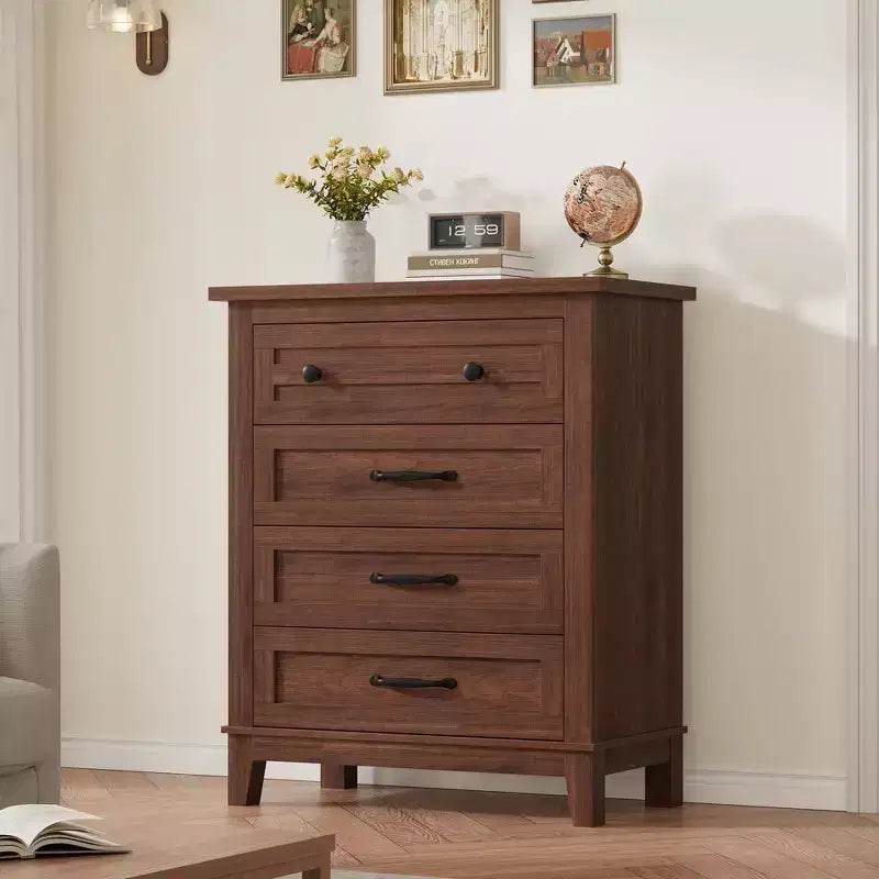 Garvee 4 Dresser for Bedroom, 34.8 Tall Drawer Dresser with Storage Freestanding, Wooden Closet Storage Chest for Living Room, Bedroom