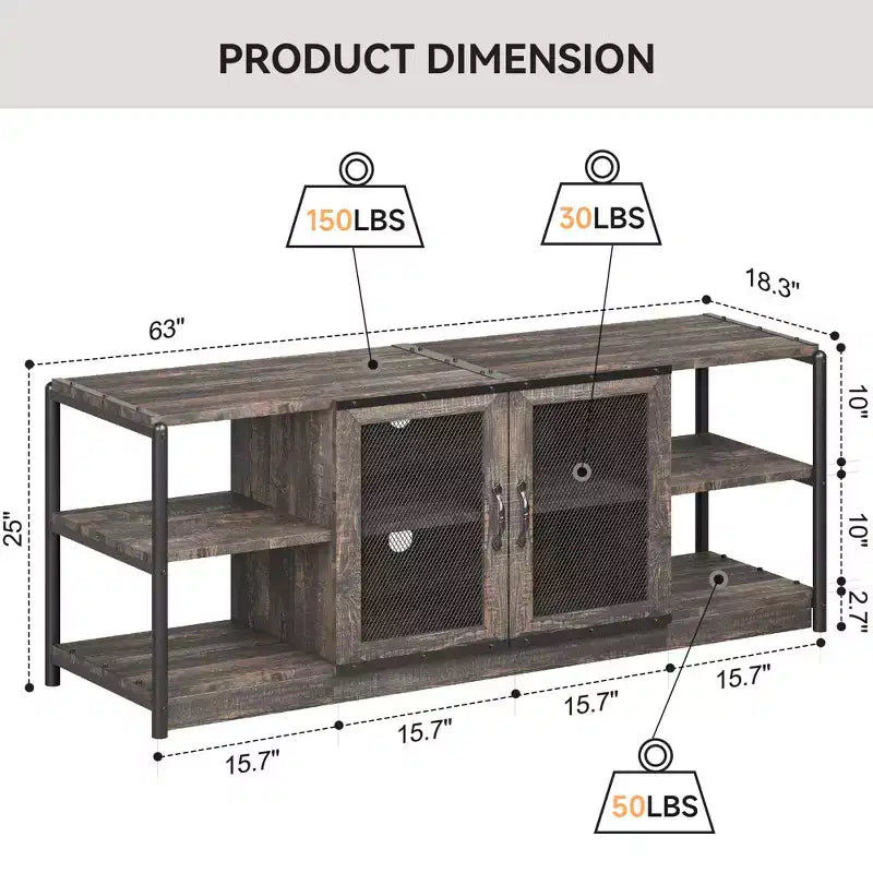 TV Stand Farmhouse Entertainment Center for 65 Inch TV Media Console Cabinet,Mesh Barn Door and Sturdy Metal Frame