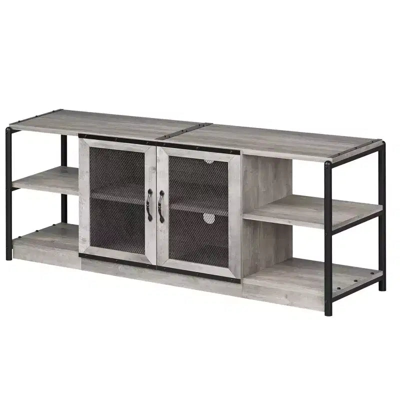 TV Stand Farmhouse Entertainment Center for 65 Inch TV Media Console Cabinet,Mesh Barn Door and Sturdy Metal Frame