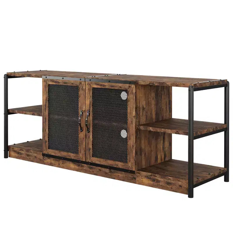 TV Stand Farmhouse Entertainment Center for 65 Inch TV Media Console Cabinet,Mesh Barn Door and Sturdy Metal Frame