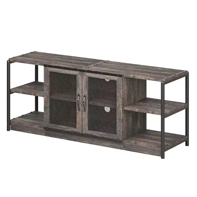 TV Stand Farmhouse Entertainment Center for 65 Inch TV Media Console Cabinet,Mesh Barn Door and Sturdy Metal Frame