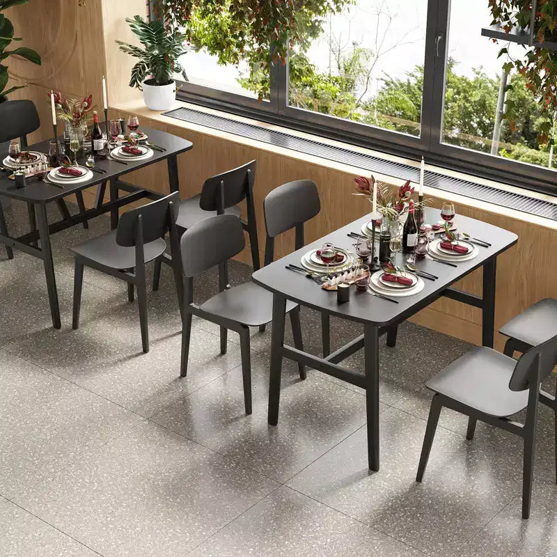 PexFix 47 Dining Table for 4-6 Person Wood Kitchen Table Modern Dinner Table with Sturdy Metal Frame for Dining Room Kitchen Black