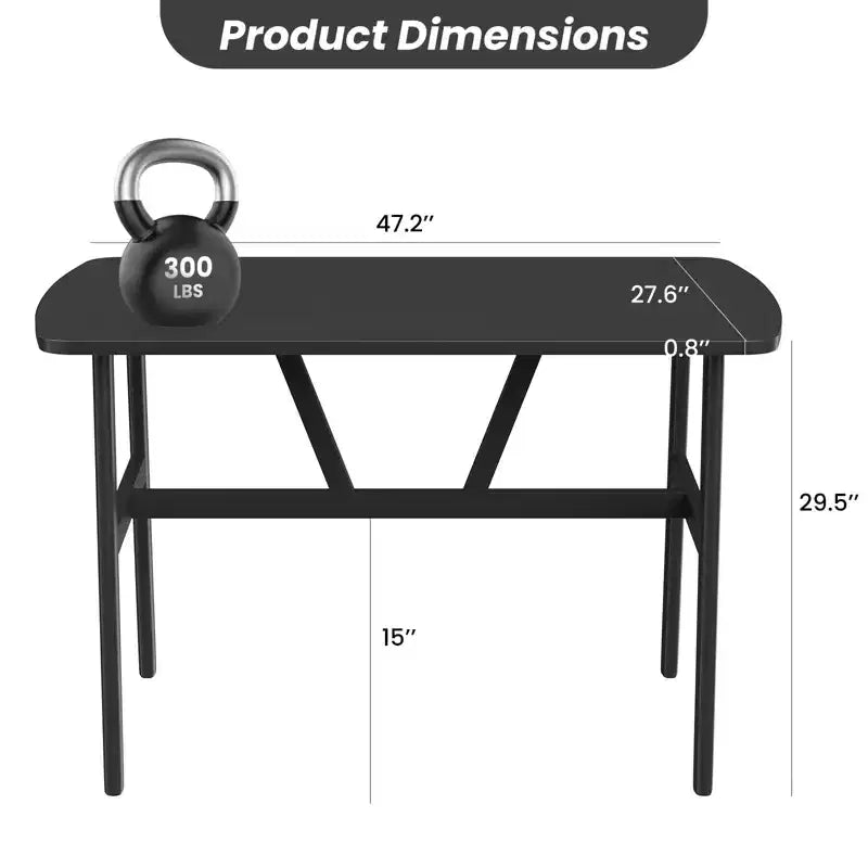 PexFix 47 Dining Table for 4-6 Person Wood Kitchen Table Modern Dinner Table with Sturdy Metal Frame for Dining Room Kitchen Black