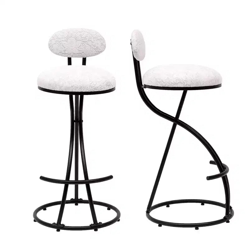 MAYEERTY Upholstered Counter Height Barstools Set of 2 - PU Leather, Footrest, Kitchen Island (Black)