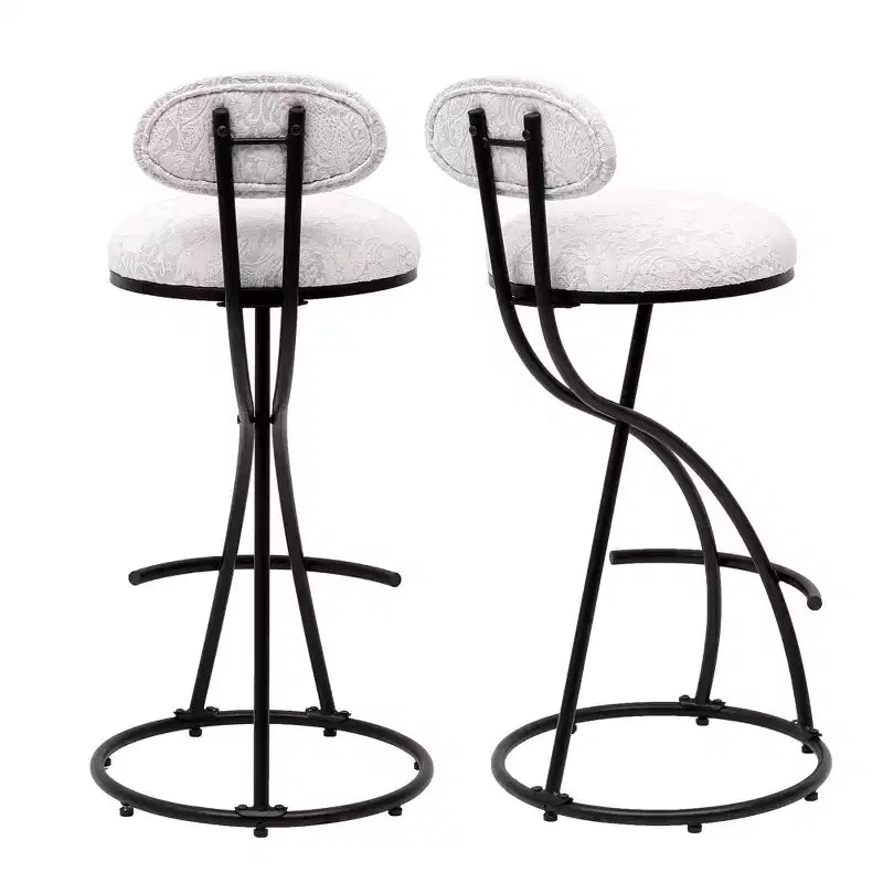 MAYEERTY Upholstered Counter Height Barstools Set of 2 - PU Leather, Footrest, Kitchen Island (Black)