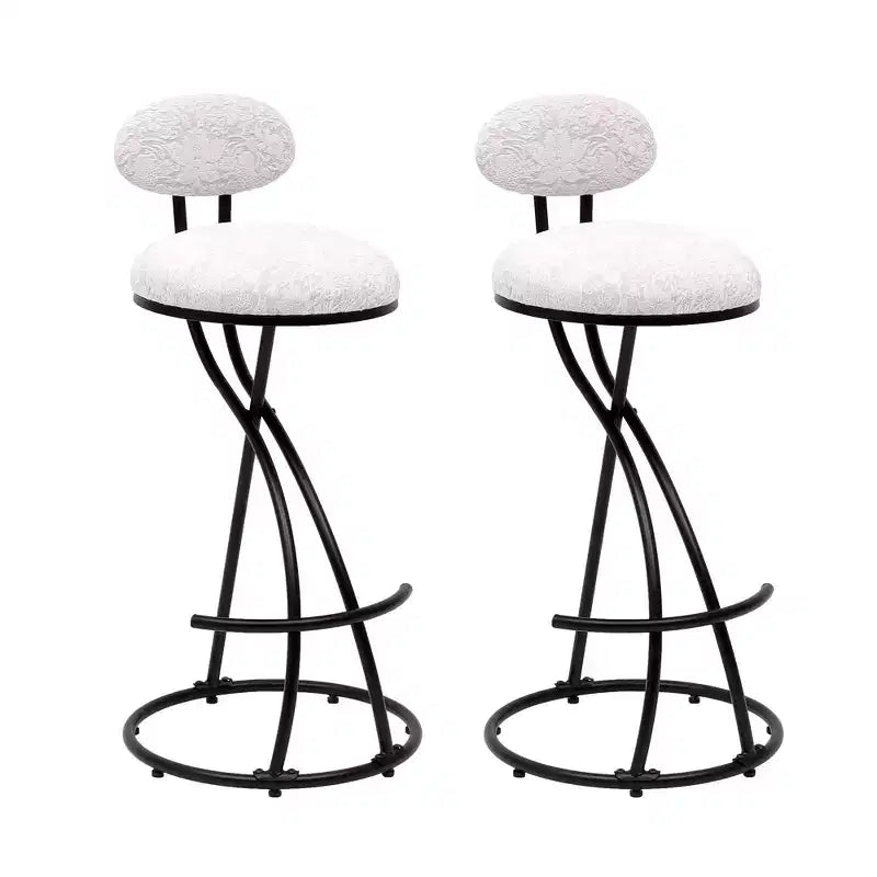 MAYEERTY Upholstered Counter Height Barstools Set of 2 - PU Leather, Footrest, Kitchen Island (Black)