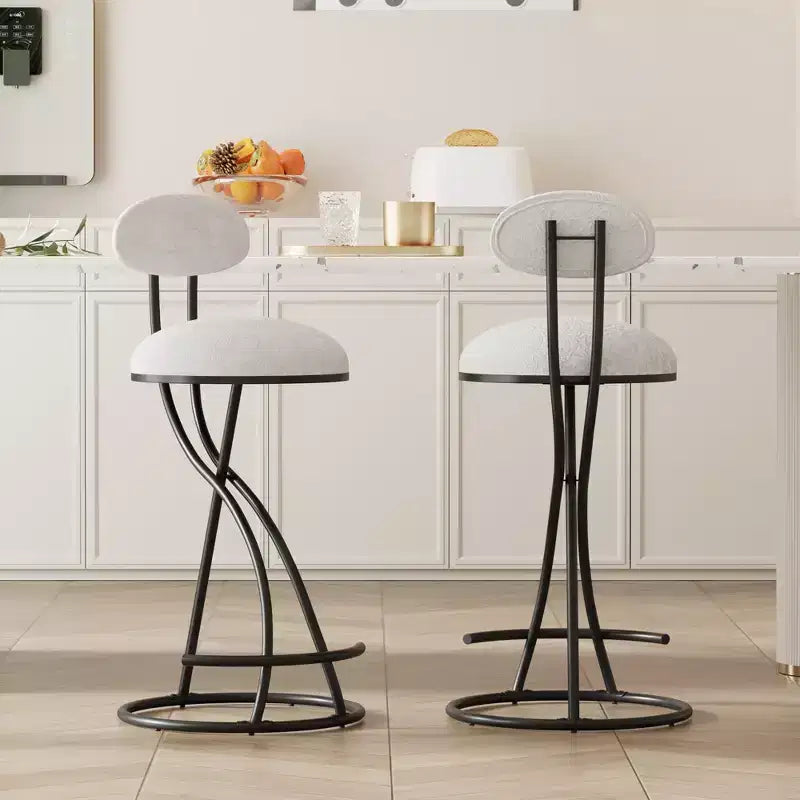 MAYEERTY Upholstered Counter Height Barstools Set of 2 - PU Leather, Footrest, Kitchen Island (Black)