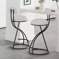 MAYEERTY Upholstered Counter Height Barstools Set of 2 - PU Leather, Footrest, Kitchen Island (Black)