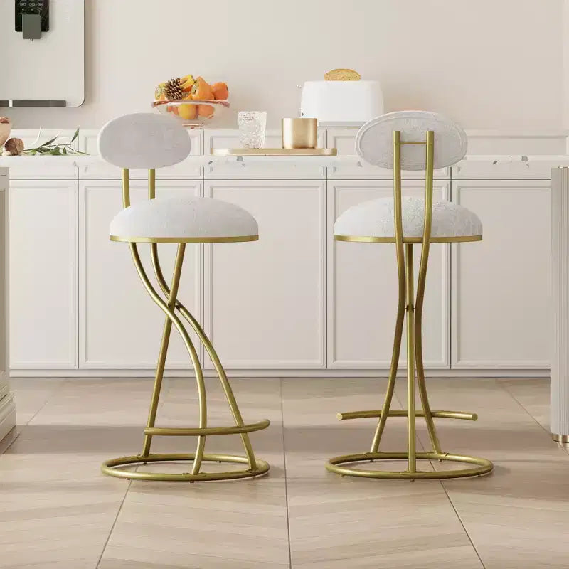 MAYEERTY Upholstered Counter Height Barstools Set of 2 - PU Leather, Footrest, Kitchen Island (Black)