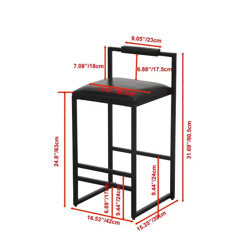 MAYEERTY Bar Stools with Backrest Set of 2 - Counter Height, PU Leather, Footrest