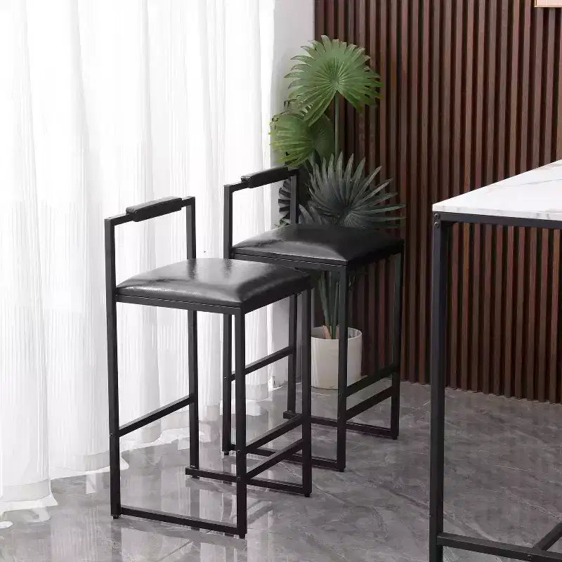 MAYEERTY Bar Stools with Backrest Set of 2 - Counter Height, PU Leather, Footrest