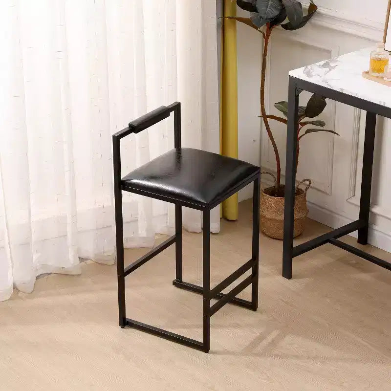 MAYEERTY Bar Stools with Backrest Set of 2 - Counter Height, PU Leather, Footrest