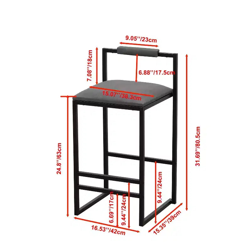 MAYEERTY Bar Stools with Backrest Set of 2 - Counter Height, PU Leather, Footrest