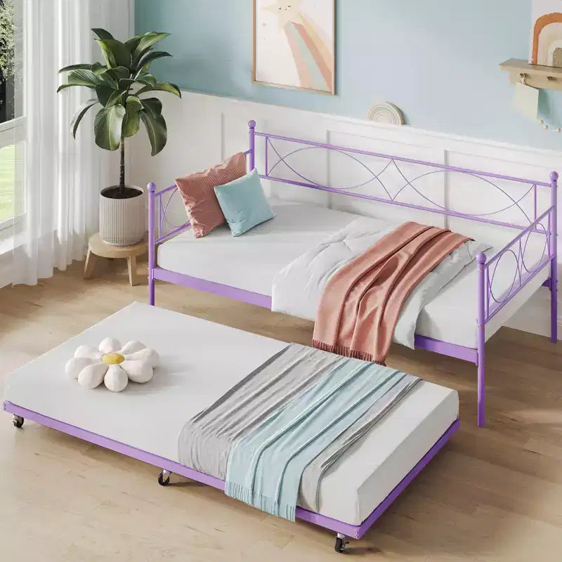 Twin daybed with Trundle, Daybed and Trundle Set, Day Bed Sofa Bed Frame with Steel Slat Support