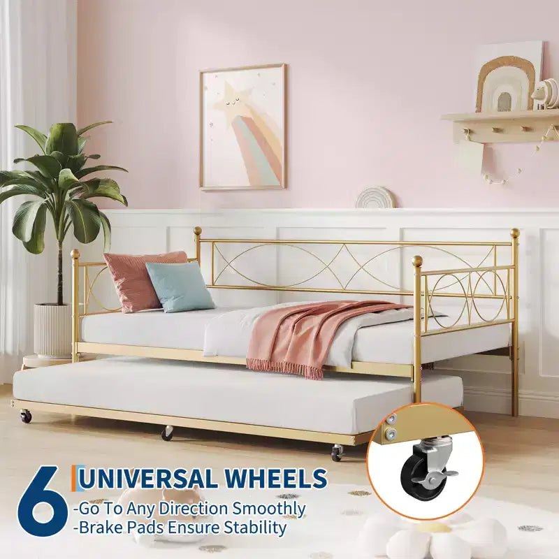 Twin daybed with Trundle, Daybed and Trundle Set, Day Bed Sofa Bed Frame with Steel Slat Support