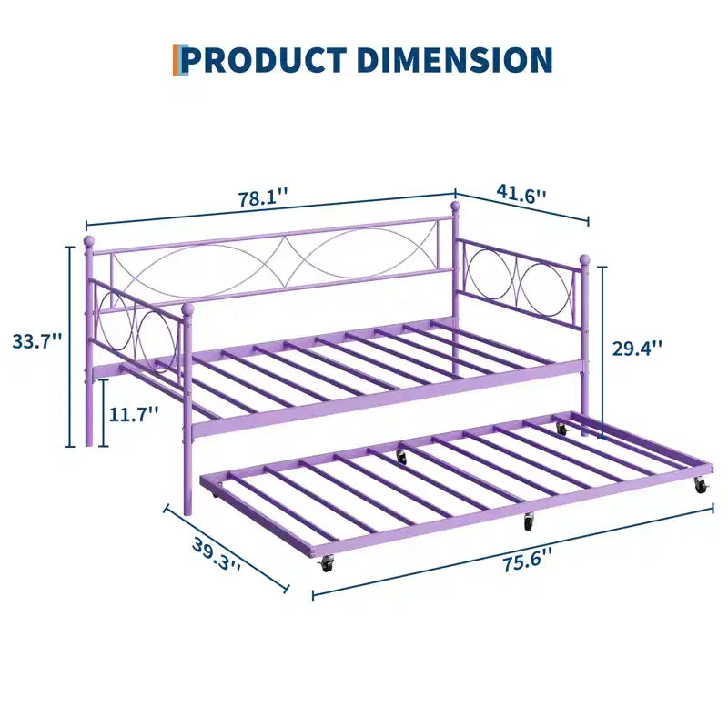 Twin daybed with Trundle, Daybed and Trundle Set, Day Bed Sofa Bed Frame with Steel Slat Support