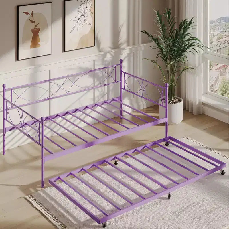 Twin daybed with Trundle, Daybed and Trundle Set, Day Bed Sofa Bed Frame with Steel Slat Support