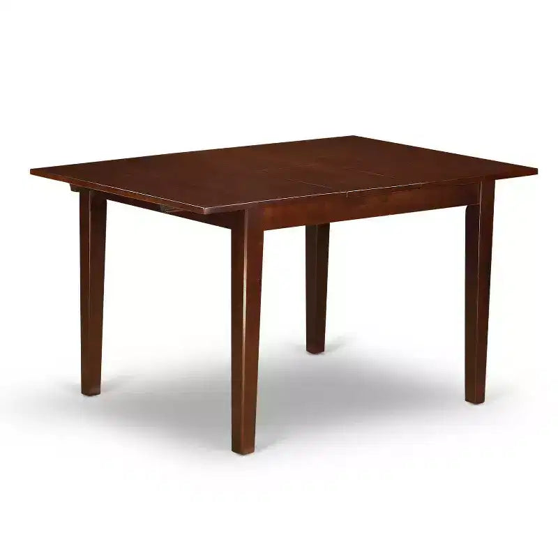 HomeStock Rectangle Dinette Set Linen Chairs Mahogany Finish