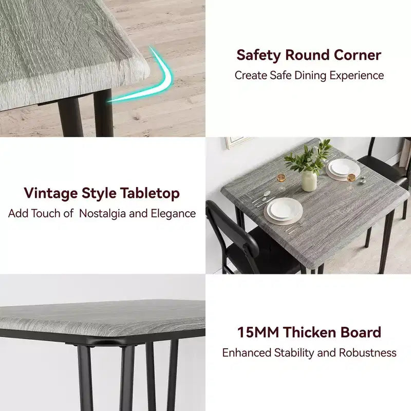 Salutmeuble Dining Table Set for 2, 3-Piece Kitchen Dining Set, Dining Room Table Set with 2 Upholstered Chairs for Small Room Kitchen Apartment