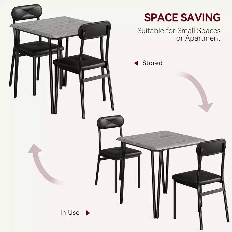 Salutmeuble Dining Table Set for 2, 3-Piece Kitchen Dining Set, Dining Room Table Set with 2 Upholstered Chairs for Small Room Kitchen Apartment